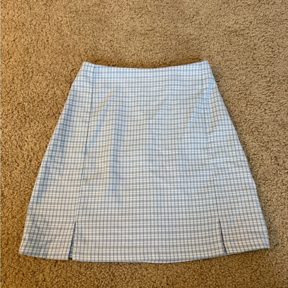 Brandy Melville Pale Blue Gingham Mini Skirt